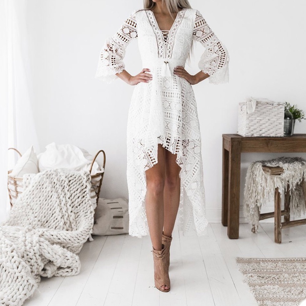 White Boho Wedding Dress never been worn